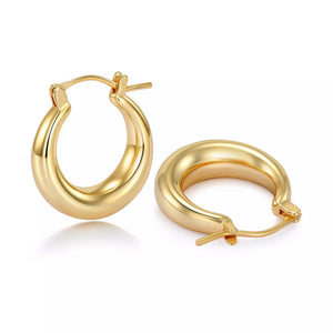 Ngo Creations Chunky Hoop Earrings - 14k Gold Plated