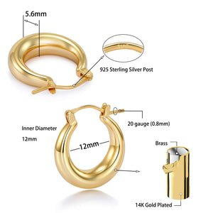 Ngo Creations Chunky Hoop Earrings - 14k Gold Plated