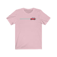 Load image into Gallery viewer, Red Classic Mini with stripe tshirt
