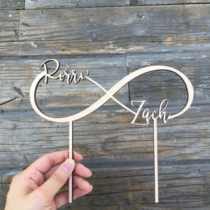 Personalized 2 Names Infinity Cake Topper, 8"W