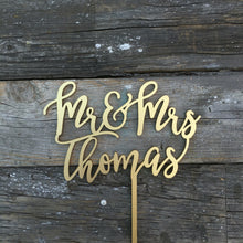 Load image into Gallery viewer, Personalized Mr &amp; Mrs Last Name Cake Topper, 6”W (Version 1)
