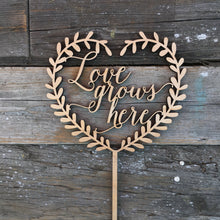 Load image into Gallery viewer, Love Grows Here Heart Wreath Cake Topper, 5.5&quot;W
