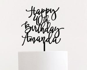Personalized Happy Birthday Name & Age Cake Topper, 7"W