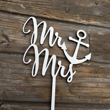 Load image into Gallery viewer, Mr Anchor Mrs Cake Topper, 6&quot;W
