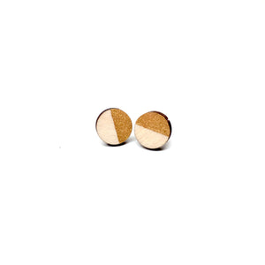 Circle Wood Earrings, Gold/Raw