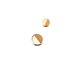 Circle Wood Earrings, Gold/Raw