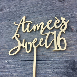 Personalized Sweet 16 Name Cake Topper, 6"W