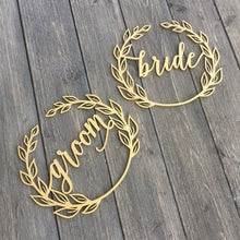 Load image into Gallery viewer, Bride &amp; Groom Wreath Chair Signs
