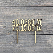 Load image into Gallery viewer, Personalized Coordinates Cake Topper, 5&quot;W
