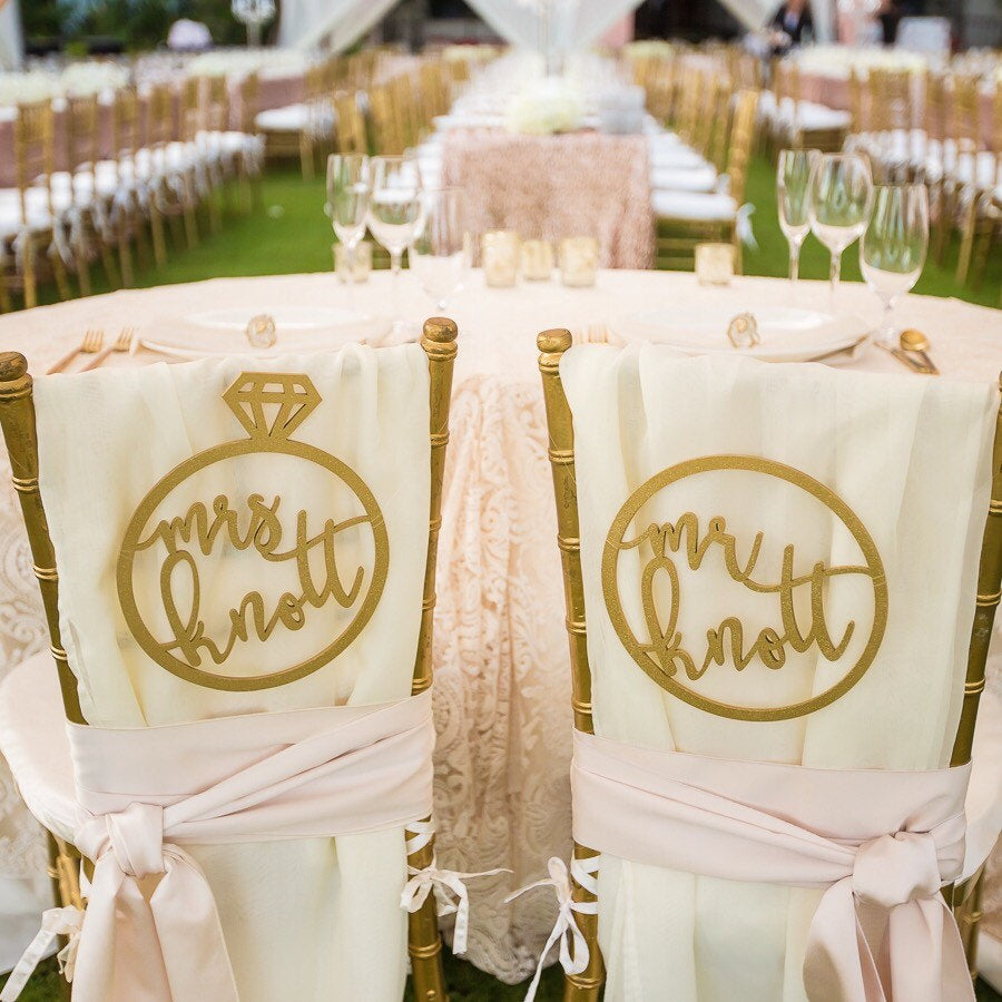 Personalized Mr & Mrs Ring Chair Signs, 10