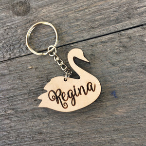 Personalized Swan Keychain