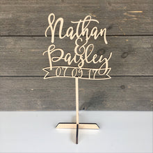 Load image into Gallery viewer, Personalized Name with Date Banner Table Top Sign, 6.5&quot;W

