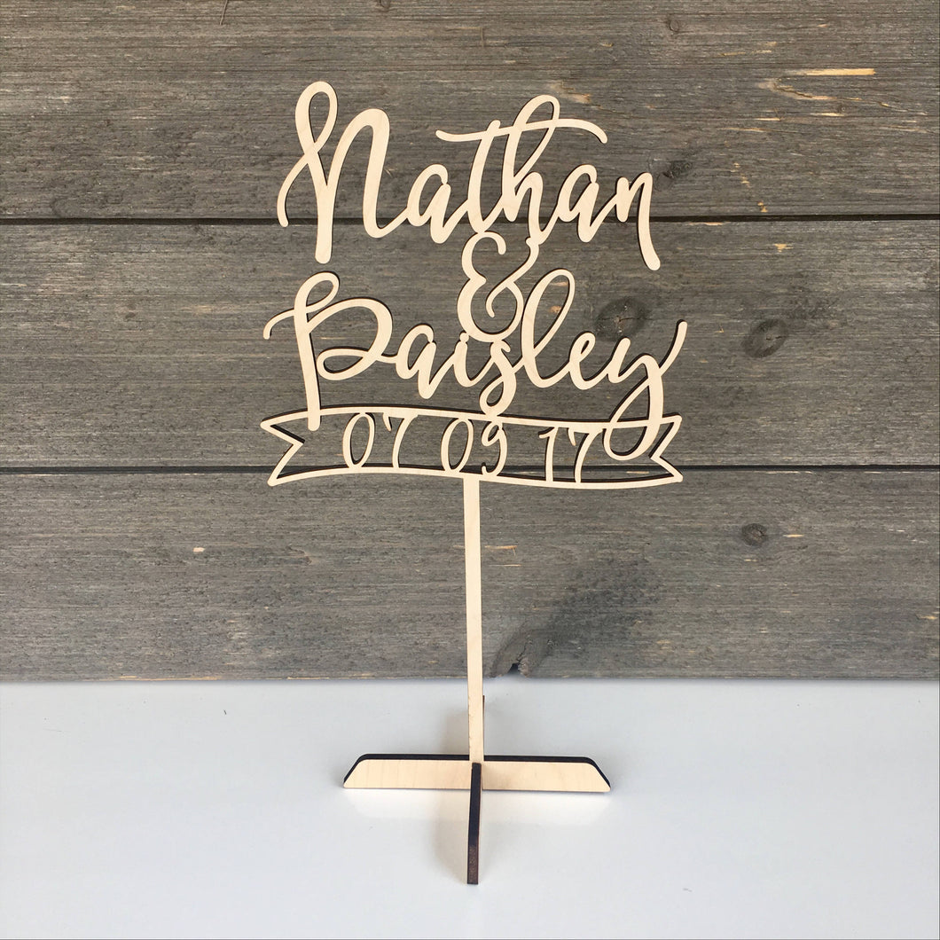 Personalized Name with Date Banner Table Top Sign, 6.5