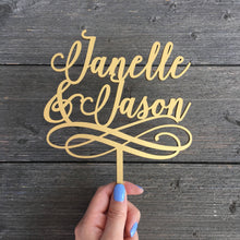 Load image into Gallery viewer, Personalized 2 Names with Swirl Cake Topper, 5&quot;W inches
