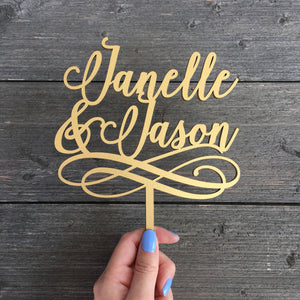 Personalized 2 Names with Swirl Cake Topper, 5"W inches