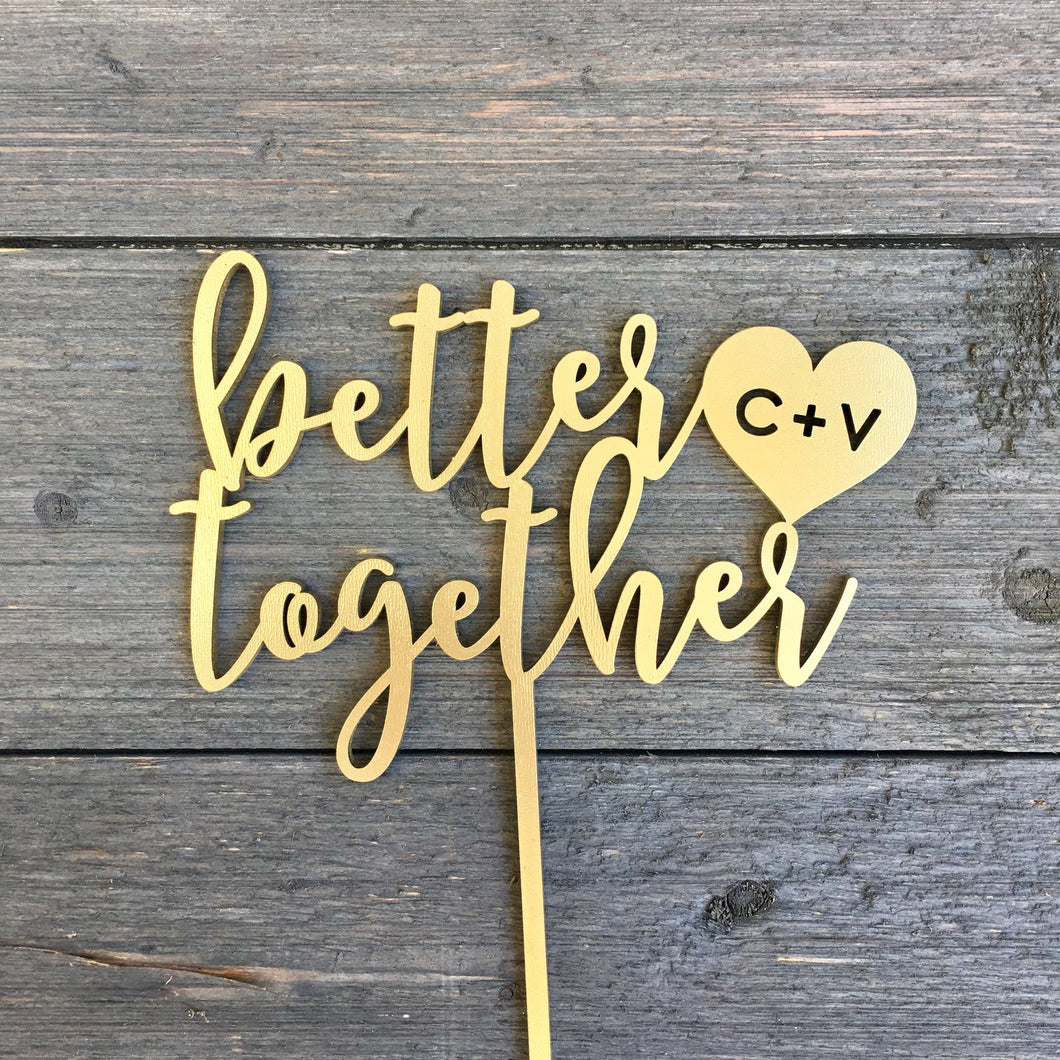 Personalized Better Together Cake Topper with Initials, 6