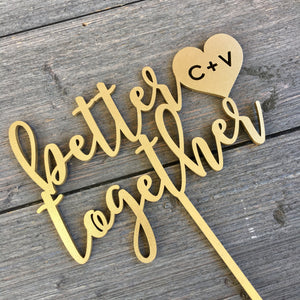Personalized Better Together Cake Topper with Initials, 6"W