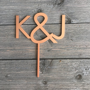 Personalized 2 Initials Cake Topper, 5"W