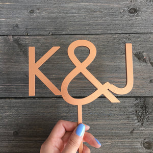 Personalized 2 Initials Cake Topper, 5"W