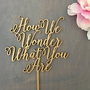 How We Wonder What You Are Cake Topper, 7"W