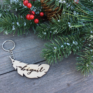 Personalized Feather Keychain