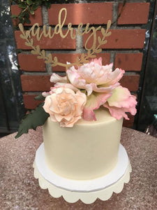 Personalized Half Wreath Name Cake Topper, 6"W (1 Name)