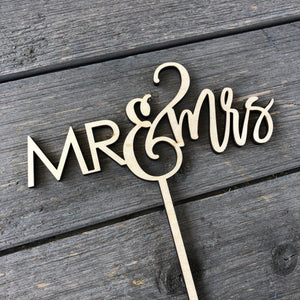 Mr & Mrs Cake Topper, 6"W, Version 2 (Optional Personalization)