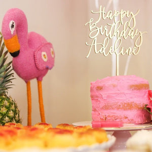 Personalized Happy Birthday Name Cake Topper, 6"W