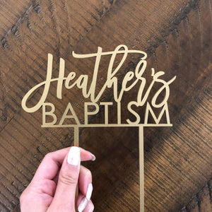 Personalized Baptism Name Cake Topper, 6"W