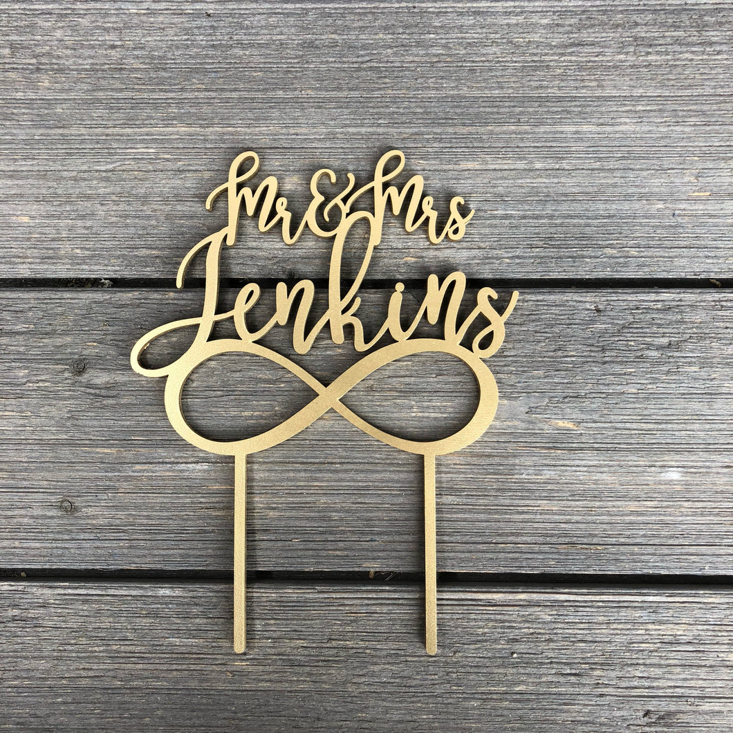 Personalized Mr & Mrs Infinity Name Cake Topper, 6