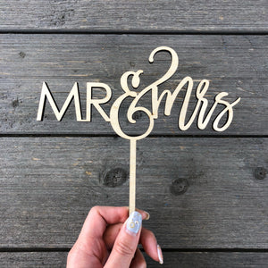 Mr & Mrs Cake Topper, 6"W, Version 2 (Optional Personalization)