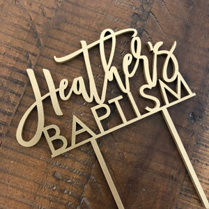 Personalized Baptism Name Cake Topper, 6"W