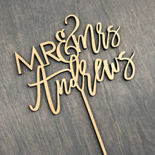 Load image into Gallery viewer, Personalized Mr &amp; Mrs Last Name Cake Topper, 6”W (Version 3)
