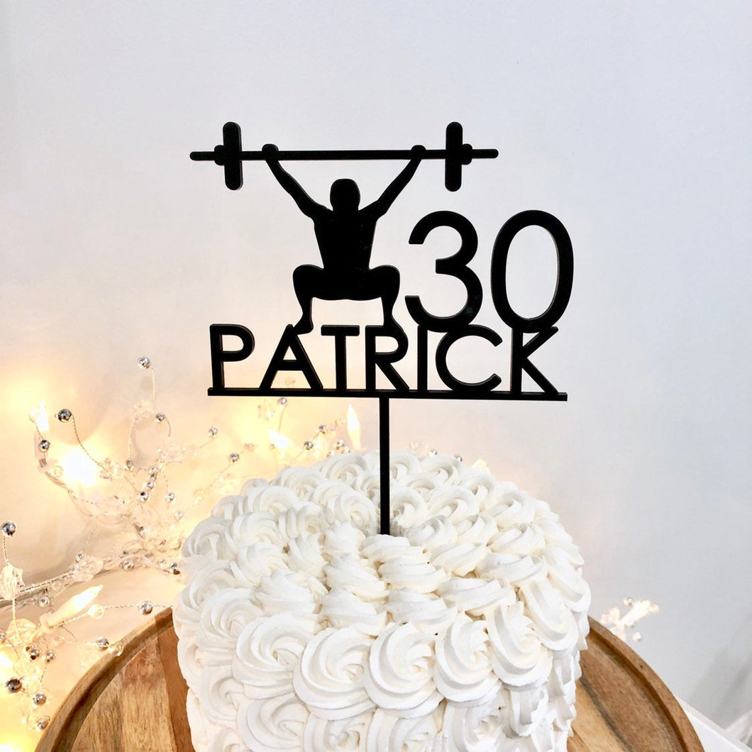 Personalized Name & Age Workout Cake Topper, 6
