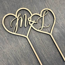 Load image into Gallery viewer, Double Heart Initial Cake Topper, 6&quot;W
