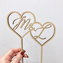 Load image into Gallery viewer, Double Heart Initial Cake Topper, 6&quot;W
