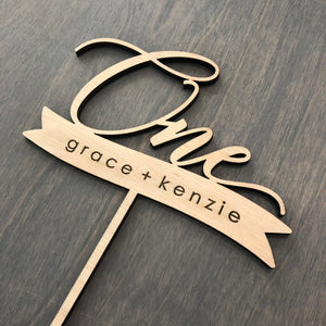 Personalized One Banner Cake Topper, 6"W