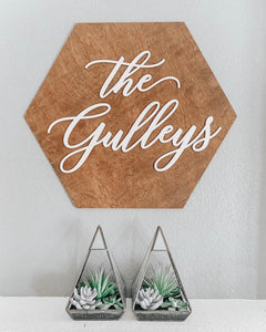 Personalized Hexagon Name Plank Sign