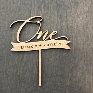 Personalized One Banner Cake Topper, 6"W