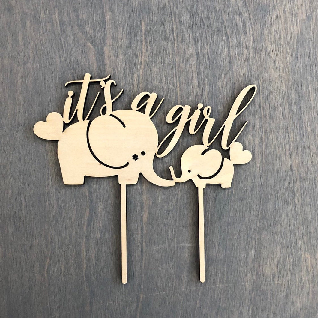 It's a Girl Cake Topper with Elephants, 6