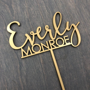 Personalized 2 Names Baby Cake Topper, 6"W