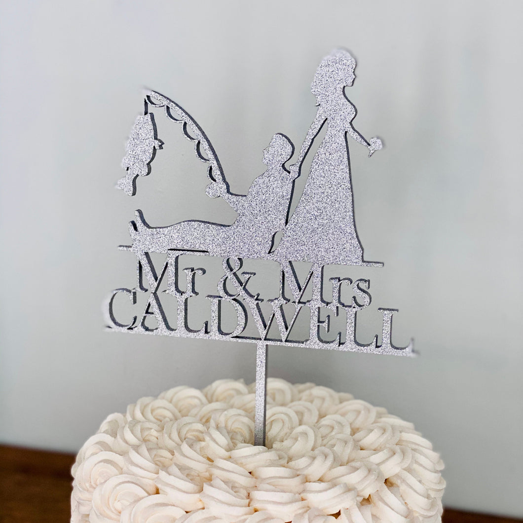 Personalized Mr & Mrs Last Name Fisherman Cake Topper, 6