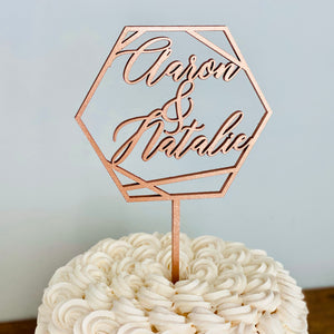Personalized Hexagon Names Cake Topper, 5"W (Version 2)