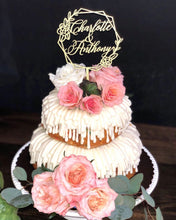 Load image into Gallery viewer, Personalized 2 Names Geometric Floral Cake Topper, 5&quot;W
