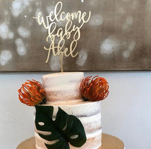 Load image into Gallery viewer, Welcome Baby Name Cake Topper, 6&quot;W

