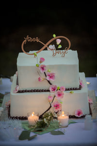 Personalized 2 Names Infinity Cake Topper, 8"W