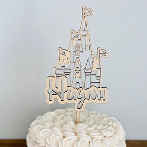 Personalized Castle Name Cake Topper, 4"W