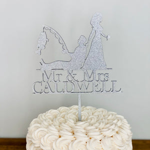 Personalized Mr & Mrs Last Name Fisherman Cake Topper, 6"W