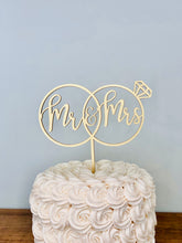 Load image into Gallery viewer, Mr &amp; Mrs Rings Cake Topper, 6&quot;W
