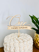Load image into Gallery viewer, Personalized One Banner Cake Topper, 6&quot;W
